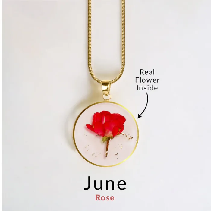 Ashley Jewels Necklaces Birth Month Pressed Flower Keepsake Necklace