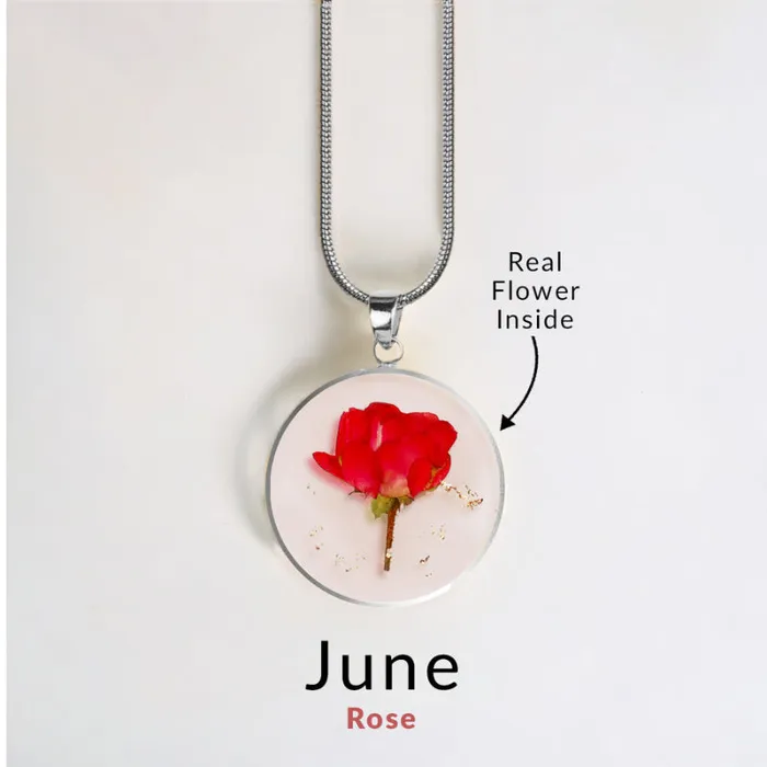 Ashley Jewels Necklaces Birth Month Pressed Flower Keepsake Necklace