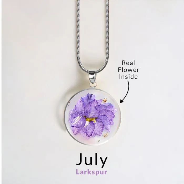 Ashley Jewels Necklaces Birth Month Pressed Flower Keepsake Necklace