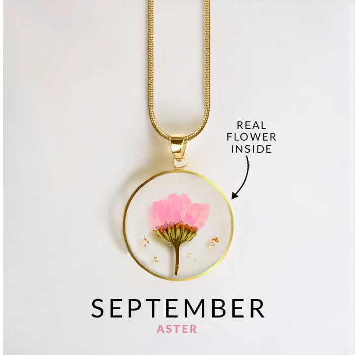 Ashley Jewels Necklaces Birth Month Pressed Flower Keepsake Necklace