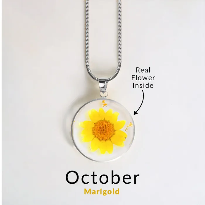 Ashley Jewels Necklaces Birth Month Pressed Flower Keepsake Necklace