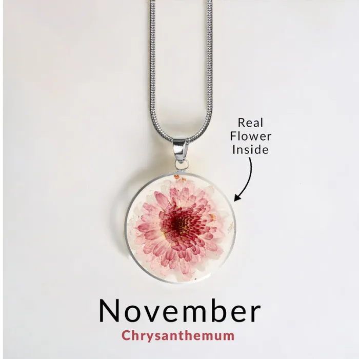 Ashley Jewels Necklaces Birth Month Pressed Flower Keepsake Necklace