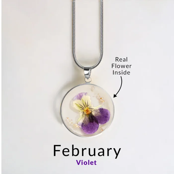 Ashley Jewels Necklaces Birth Month Pressed Flower Keepsake Necklace