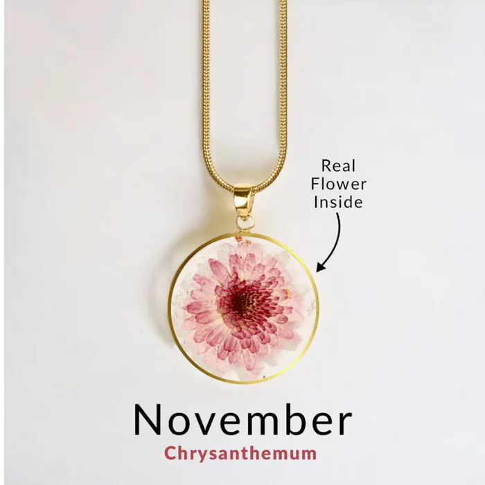 Ashley Jewels Necklaces Birth Month Pressed Flower Keepsake Necklace