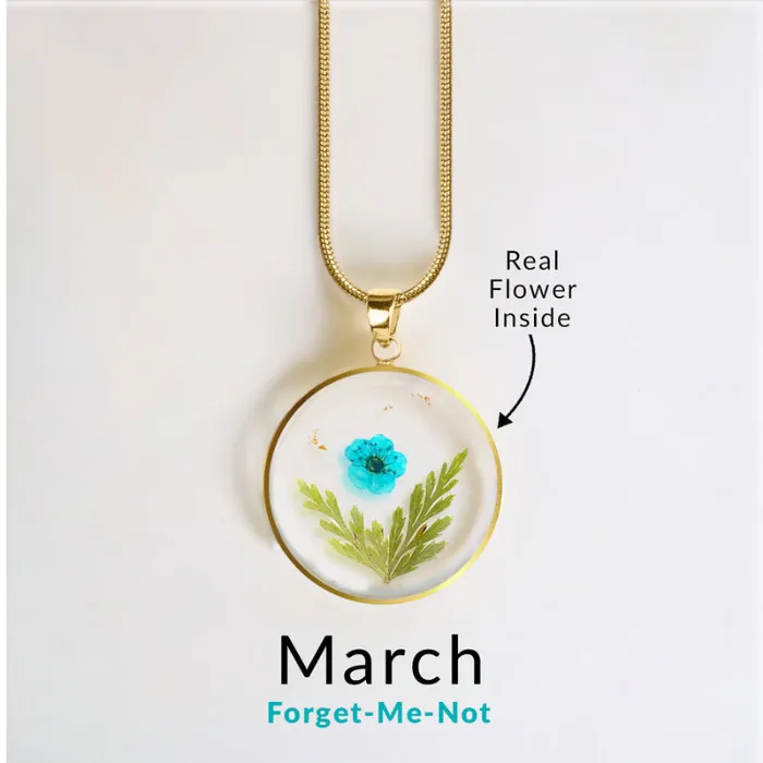 Ashley Jewels Necklaces Birth Month Pressed Flower Keepsake Necklace