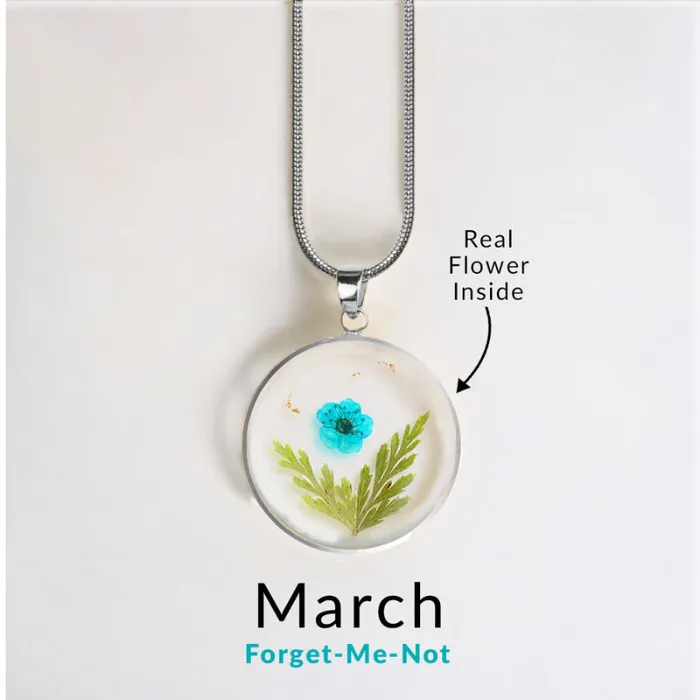 Ashley Jewels Necklaces Birth Month Pressed Flower Keepsake Necklace