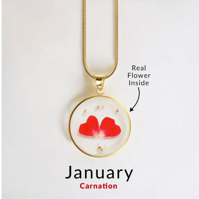 Ashley Jewels Necklaces Birth Month Pressed Flower Keepsake Necklace