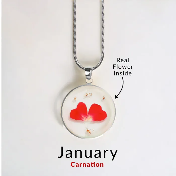 Ashley Jewels Necklaces Birth Month Pressed Flower Keepsake Necklace