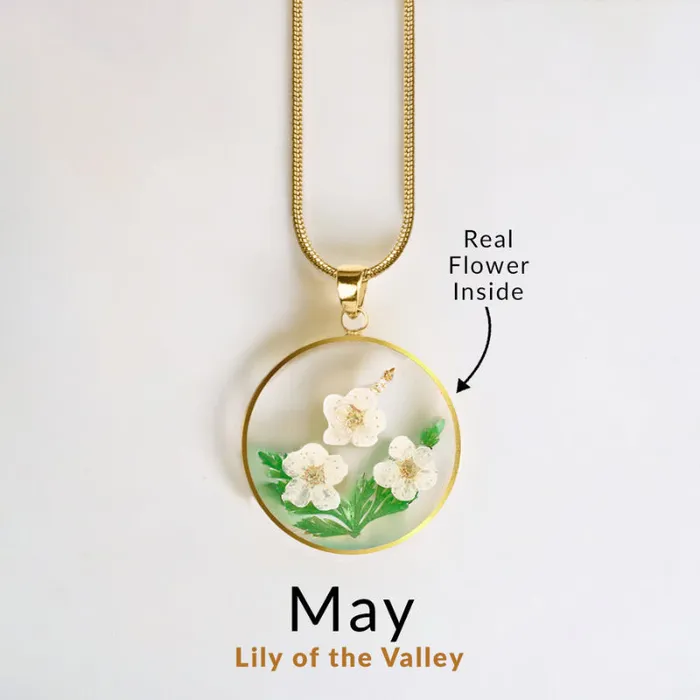 Ashley Jewels Necklaces Birth Month Pressed Flower Keepsake Necklace