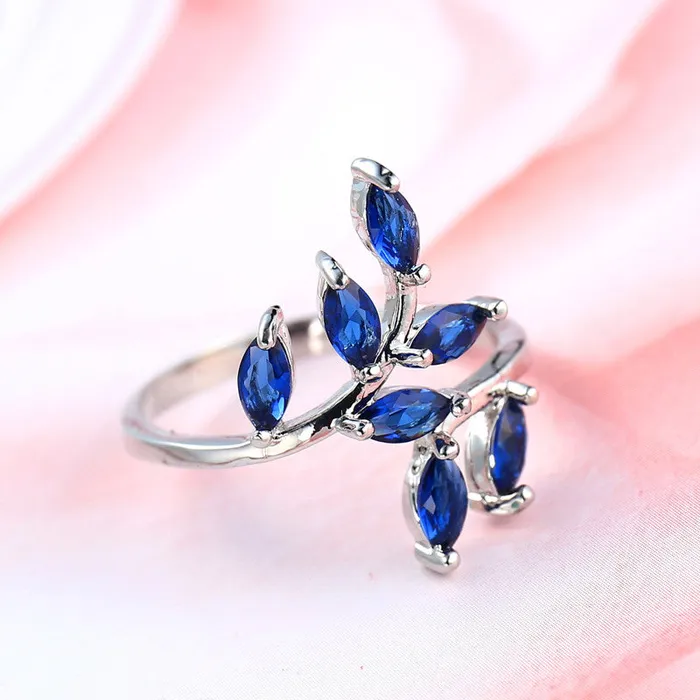 Blue Zircon Retro Style Steel Ring for Women sparklingselections Rings