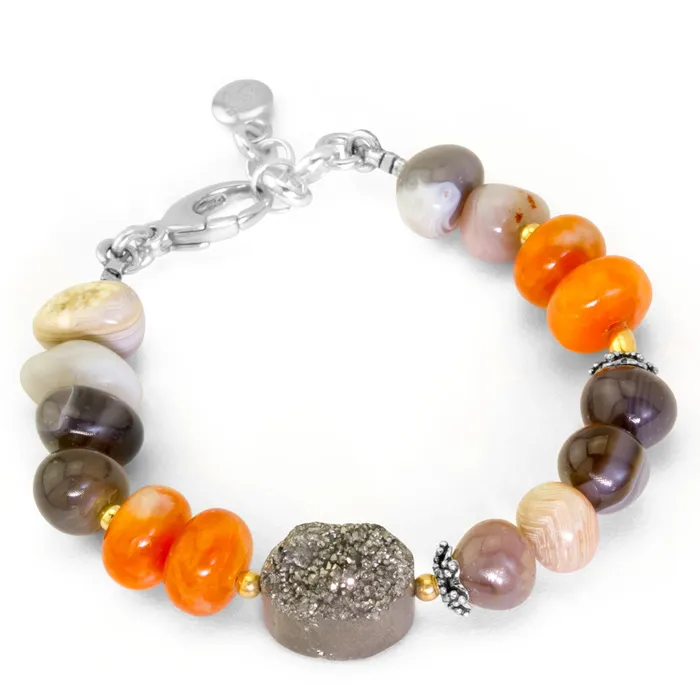 Bracelets Elisa Ilana Impressionist Collection Druzy Carnelian Two Tone Bracelet Bracelets Elisa Ilana Impressionist Collection Druzy Carnelian Two Tone Bracelet