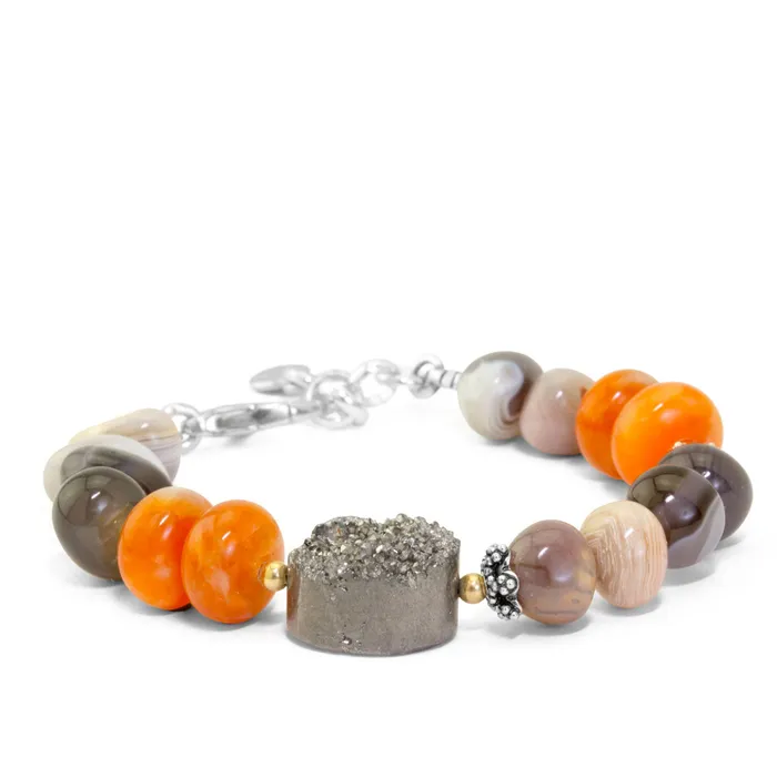 Bracelets Elisa Ilana Impressionist Collection Druzy Carnelian Two Tone Bracelet Bracelets Elisa Ilana Impressionist Collection Druzy Carnelian Two Tone Bracelet