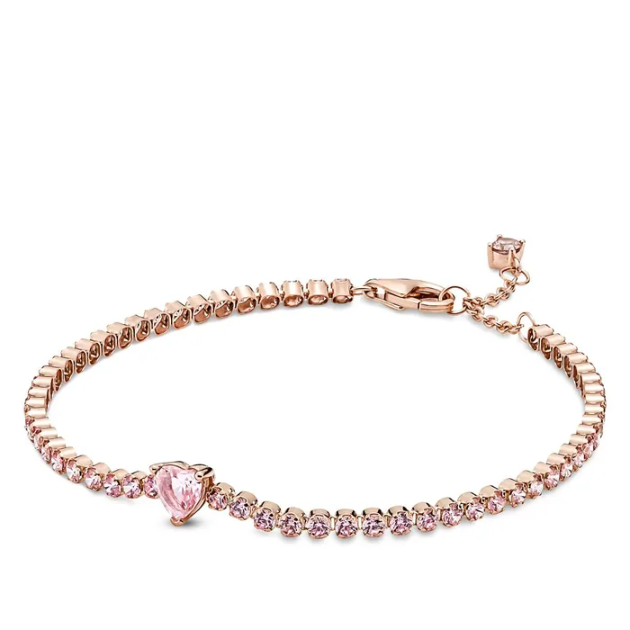 Bracelets Pandora Pandora Sparkling Pink Heart Tennis Bracelet