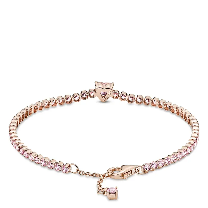 Bracelets Pandora Pandora Sparkling Pink Heart Tennis Bracelet Bracelets Pandora Pandora Sparkling Pink Heart Tennis Bracelet