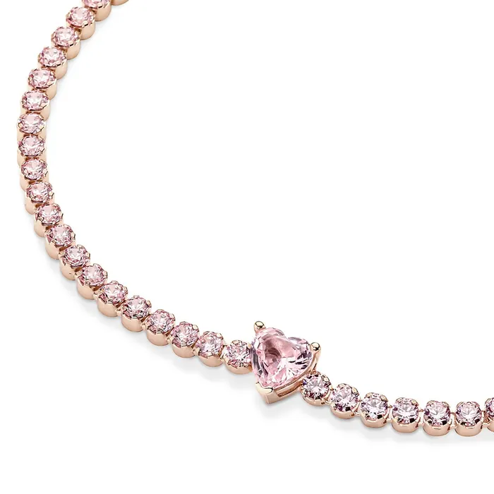 Bracelets Pandora Pandora Sparkling Pink Heart Tennis Bracelet Bracelets Pandora Pandora Sparkling Pink Heart Tennis Bracelet