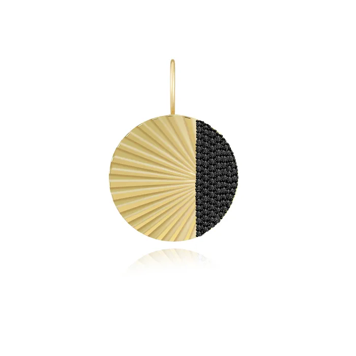 Charm Necklaces Alev Jewelry Fluted Side Pave Round Charm