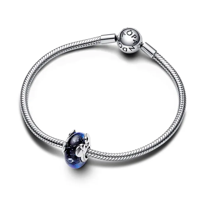 Charm Necklaces Pandora Disney Mickey Mouse Minnie Mouse Blue Murano Glass Charm Final Sale