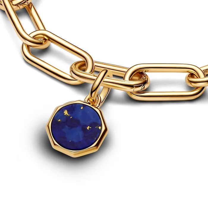 Charm Necklaces Pandora Pandora Blue Engravable Mini Medallion Charm