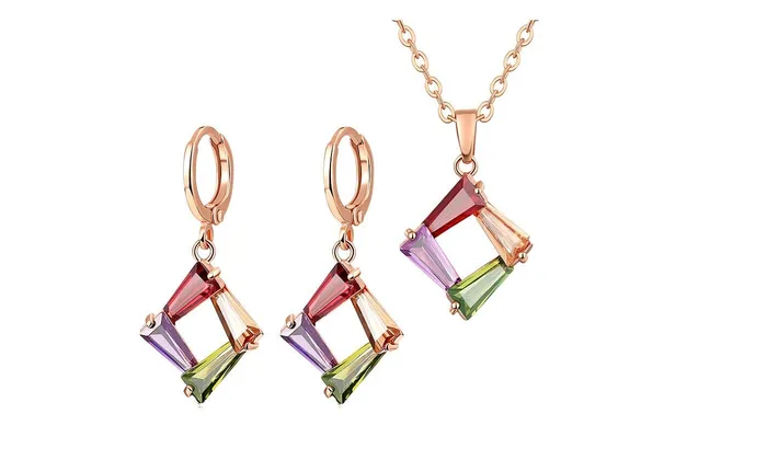 Colorful Zircon NecklaceEarrings for Women sparklingselections Necklaces