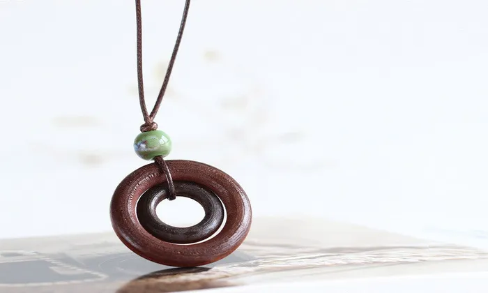 Creative Simple Handmade Wooden Round Pendant Necklace sparklingselections Necklaces Creative Simple Handmade Wooden Round Pendant Necklace sparklingselections Necklaces
