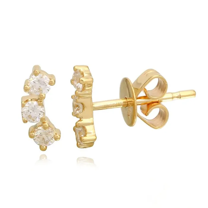 Earrings Alev Collection Curved Three Diamond Stud