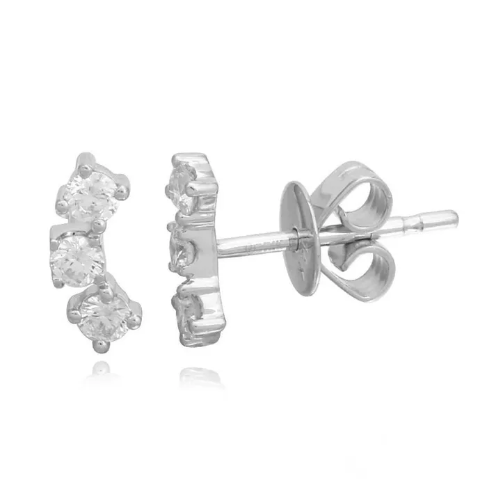 Earrings Alev Collection Curved Three Diamond Stud