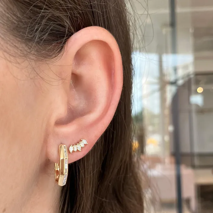 Earrings Alev Jewelry Geometric Baguette Gold Hoop