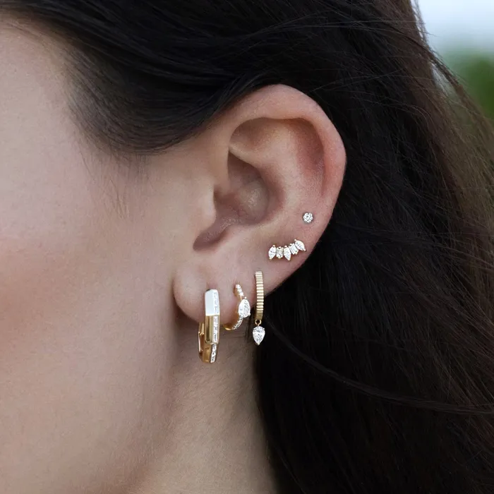 Earrings Alev Jewelry Geometric Baguette Gold Hoop