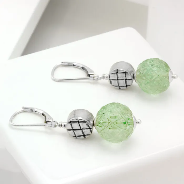 Earrings Elisa Ilana Impressionist Collection Prasiolite Drop Earrings