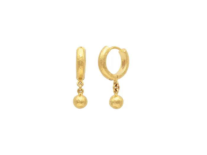 Earrings GG GOLD COR GURHAN Spell Gold Single Drop Earrings 5mm Ball on Huggie Hoop Top Earrings GG GOLD COR GURHAN Spell Gold Single Drop Earrings 5mm Ball on Huggie Hoop Top
