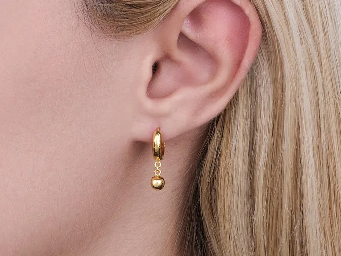 Earrings GG GOLD COR GURHAN Spell Gold Single Drop Earrings 5mm Ball on Huggie Hoop Top Earrings GG GOLD COR GURHAN Spell Gold Single Drop Earrings 5mm Ball on Huggie Hoop Top