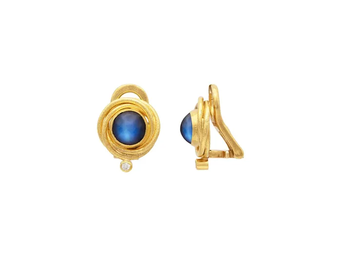 Earrings GG GOLD OOAK GURHAN Muse Gold Moonstone Stud Earrings 8mm Round Set in Twisted Wire Frame Earrings GG GOLD OOAK GURHAN Muse Gold Moonstone Stud Earrings 8mm Round Set in Twisted Wire Frame