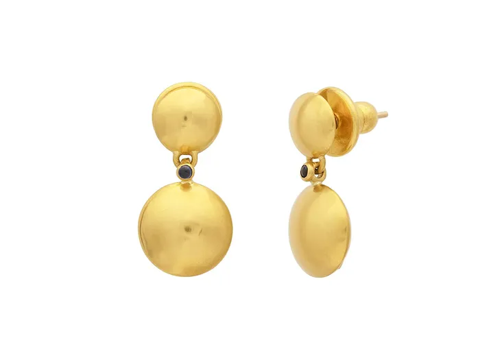 Earrings GG GOLD TRAD GURHAN Spell Gold Sapphire Single Drop Earrings 812mm Round Lentil Shapes Earrings GG GOLD TRAD GURHAN Spell Gold Sapphire Single Drop Earrings 812mm Round Lentil Shapes