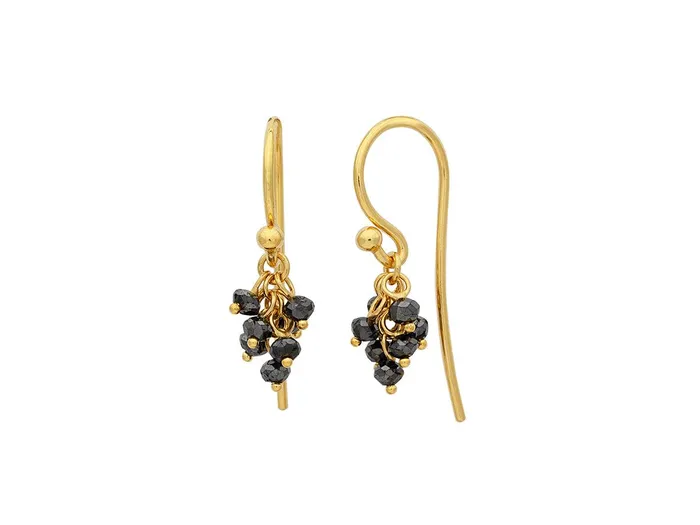 Earrings GURHAN Boucle Gold Black Diamond Drop Earrings Small Stone Cluster on Wire Hook GG GOLD CLS Earrings GURHAN Boucle Gold Black Diamond Drop Earrings Small Stone Cluster on Wire Hook GG GOLD CLS