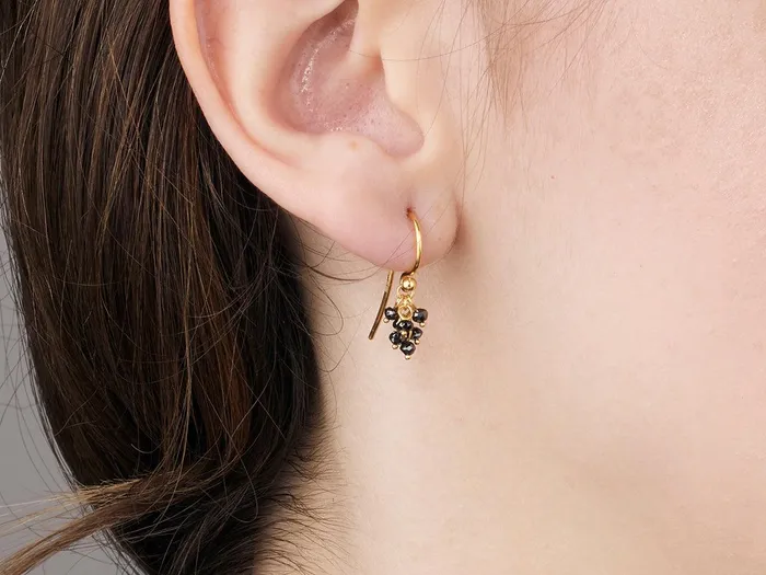 Earrings GURHAN Boucle Gold Black Diamond Drop Earrings Small Stone Cluster on Wire Hook GG GOLD CLS Earrings GURHAN Boucle Gold Black Diamond Drop Earrings Small Stone Cluster on Wire Hook GG GOLD CLS