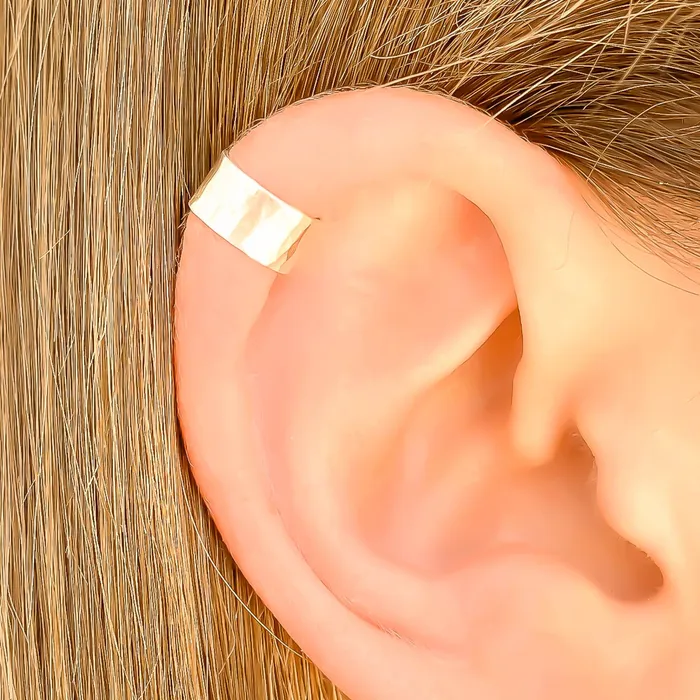 Earrings Hoops By Hand Wide Hammered Ear Cuff Mini Sterling Silver