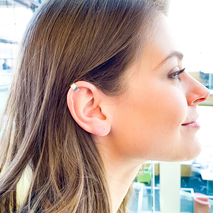 Earrings Hoops By Hand Wide Hammered Ear Cuff Mini Sterling Silver Earrings Hoops By Hand Wide Hammered Ear Cuff Mini Sterling Silver