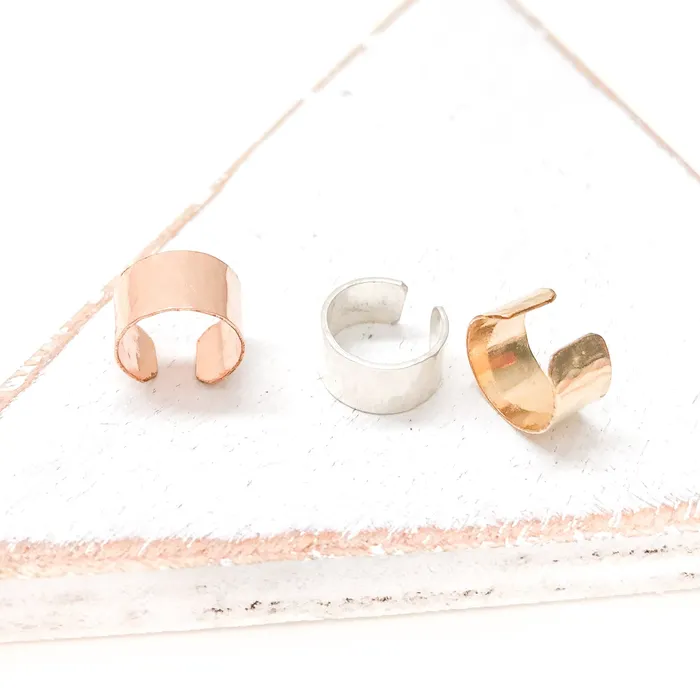 Earrings Hoops By Hand Wide Hammered Ear Cuff Mini Sterling Silver Earrings Hoops By Hand Wide Hammered Ear Cuff Mini Sterling Silver