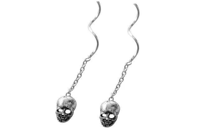 Earrings sparklingselections Silver Skull Cross Threader Dangle Earrings