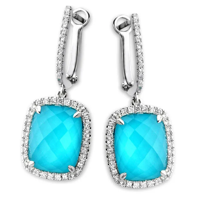 Earrings White Topaz Turquoise Earrings339577 Doves by Doron Paloma