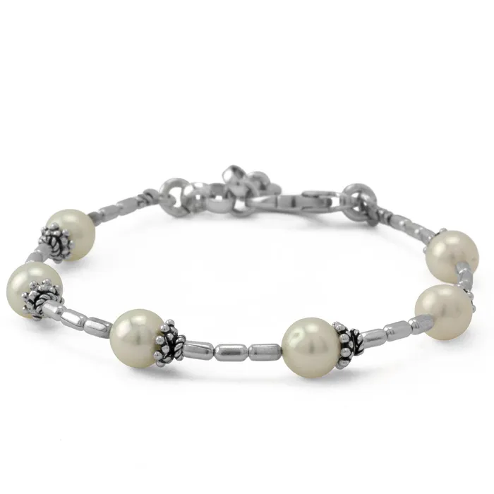 Elisa Ilana Bracelets Sterling Silver 75mm White Pearl Bracelet