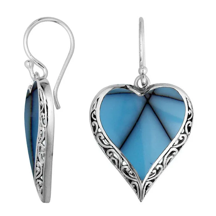 Elisa Ilana Heart Shaped Turquoise Earrings Earrings