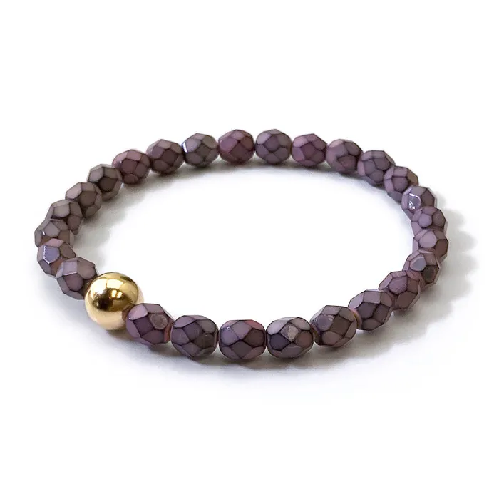 Elisa Ilana Mauve Beaded Stretch Bracelet Bracelets