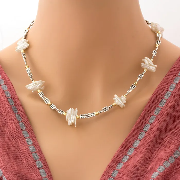 Elisa Ilana Necklaces Stick Pearl Necklace Elisa Ilana Necklaces Stick Pearl Necklace