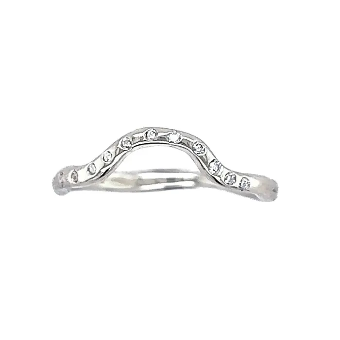 Emily Amey Jewelry Dainty Flush Set Halo Band In Sterling Silver Rings