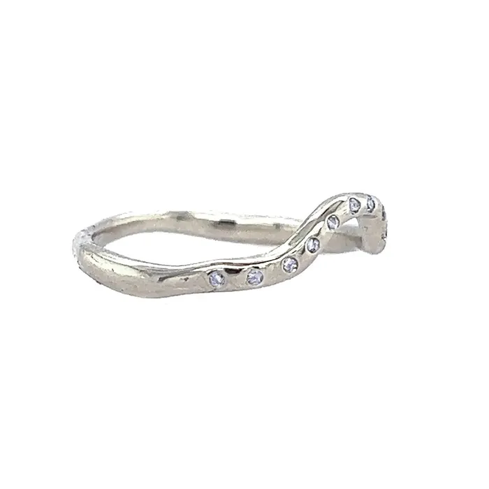 Emily Amey Jewelry Dainty Flush Set Halo Band In Sterling Silver Rings