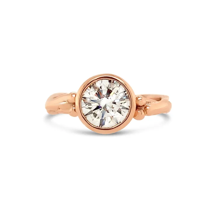 Emily Amey Jewelry Rings 14k Rose Gold Seagrass Diamond Engagement Ring