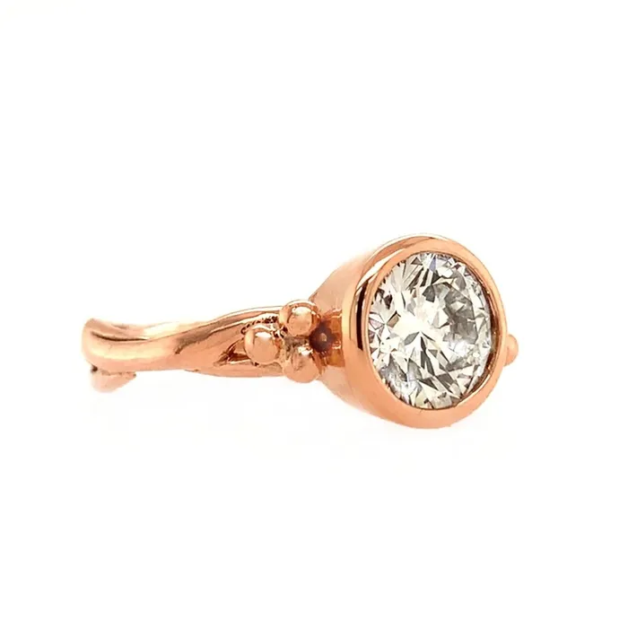 Emily Amey Jewelry Rings 14k Rose Gold Seagrass Diamond Engagement Ring