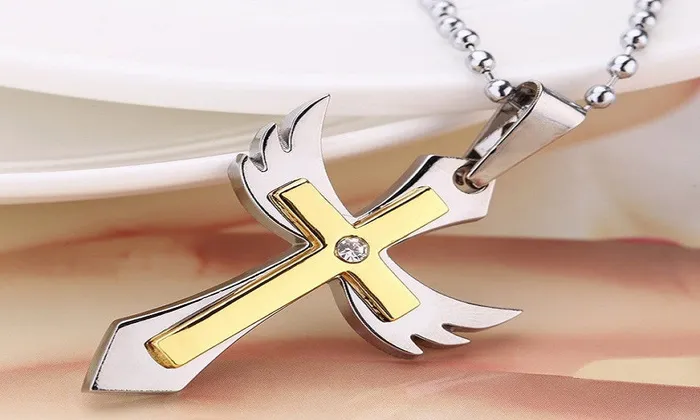 Fashionable Gold PlatedCross Angel Wing Pendant Necklace sparklingselections Necklaces Fashionable Gold PlatedCross Angel Wing Pendant Necklace sparklingselections Necklaces