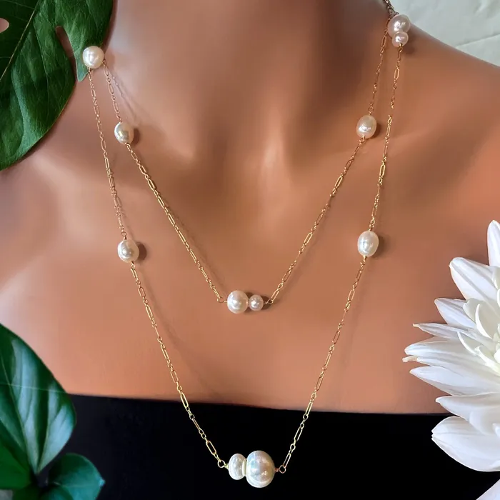 Freshwater Pearl Station Necklace Elisa Ilana Necklaces